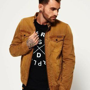 SUPERDRY Tan Denim Biker Jacket